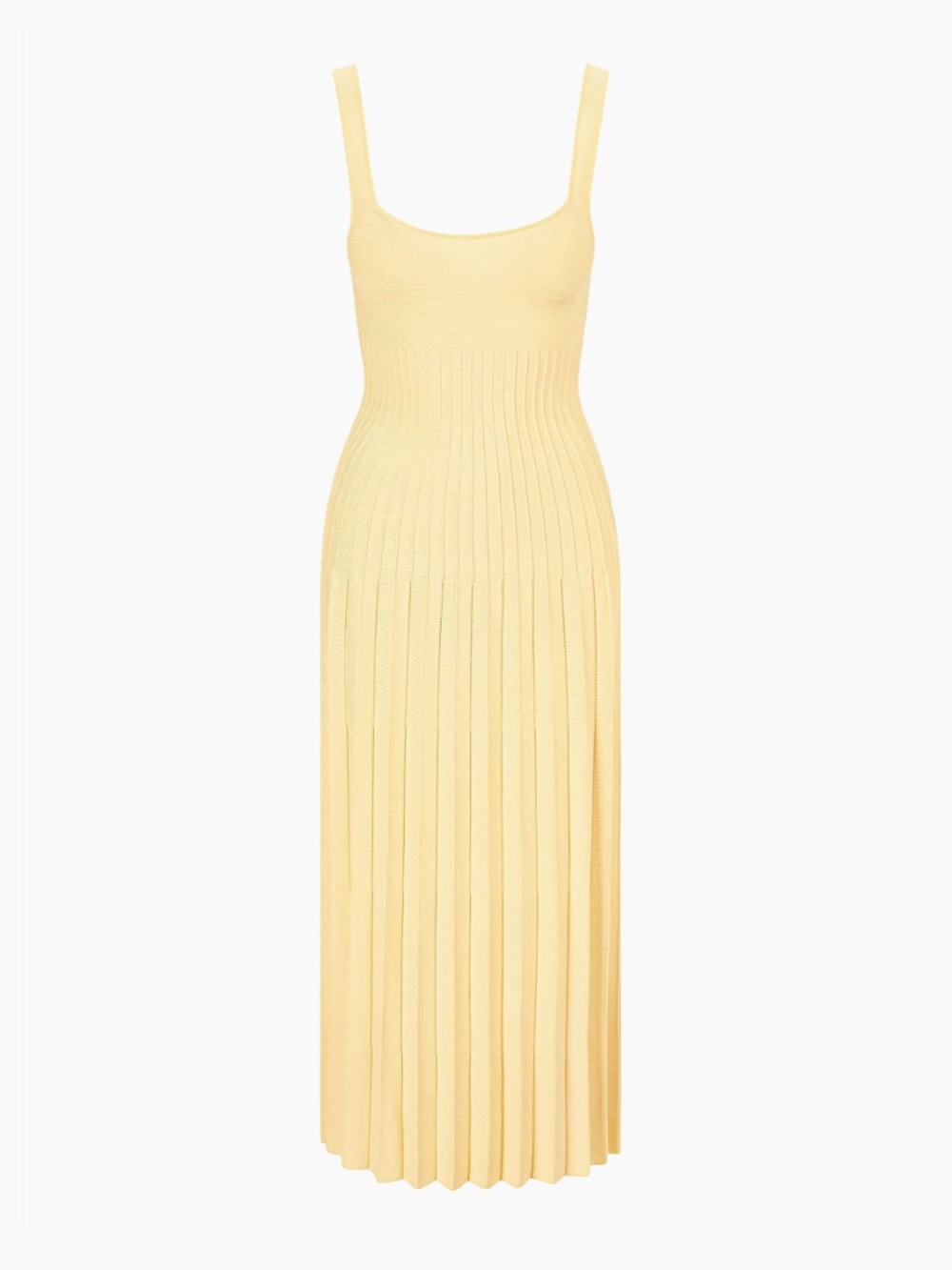 STAUD Ellison Knit Pleated Midi Dress
